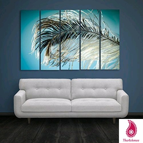 Multiple Frames Feather Floral Wall Painting