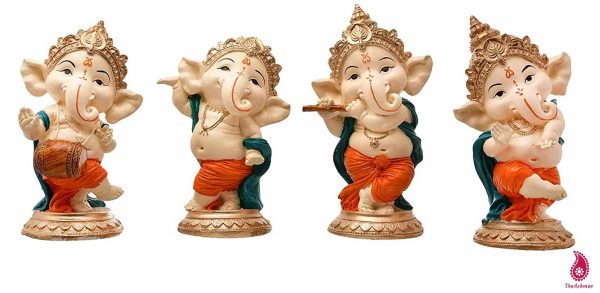 Polyresin Dancing Musical Lord Ganesha Idol Showpiece for Home Decor