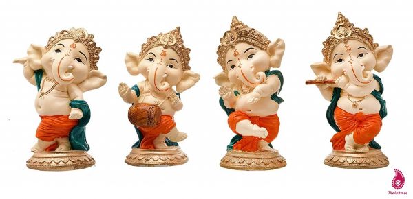 Polyresin Dancing Musical Lord Ganesha Idol Showpiece for Home Decor
