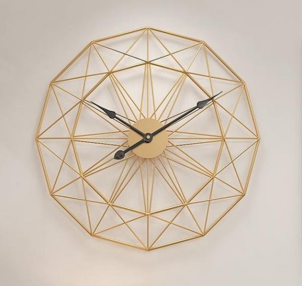 Golden Geometric Pattern Wall Clock